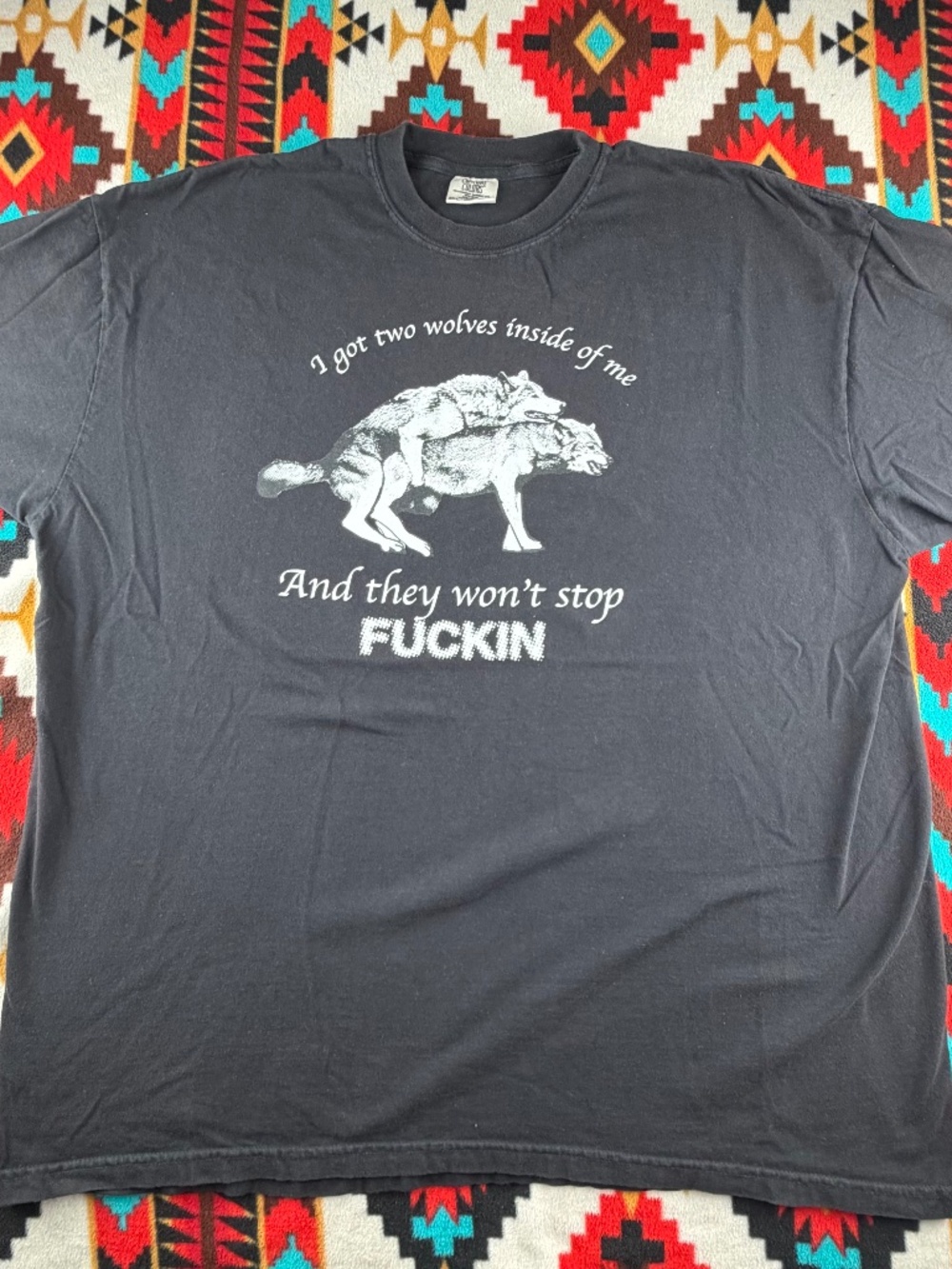 Two Wolves Funny Meme Graphic T-Shirt 2XL